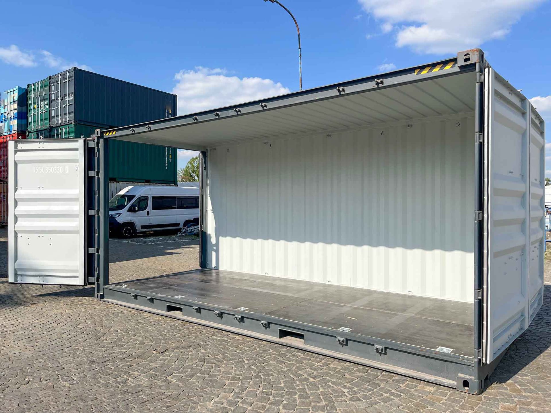 20 Fuß High Cube Container mit offener Seite und vollständig geöffneter Seitenwand