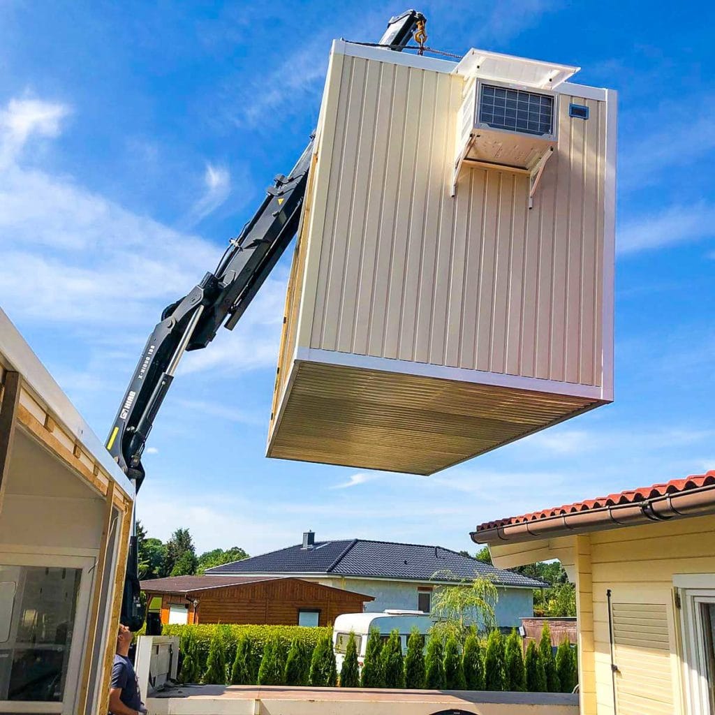 Bürocontainer Lieferung per Kran