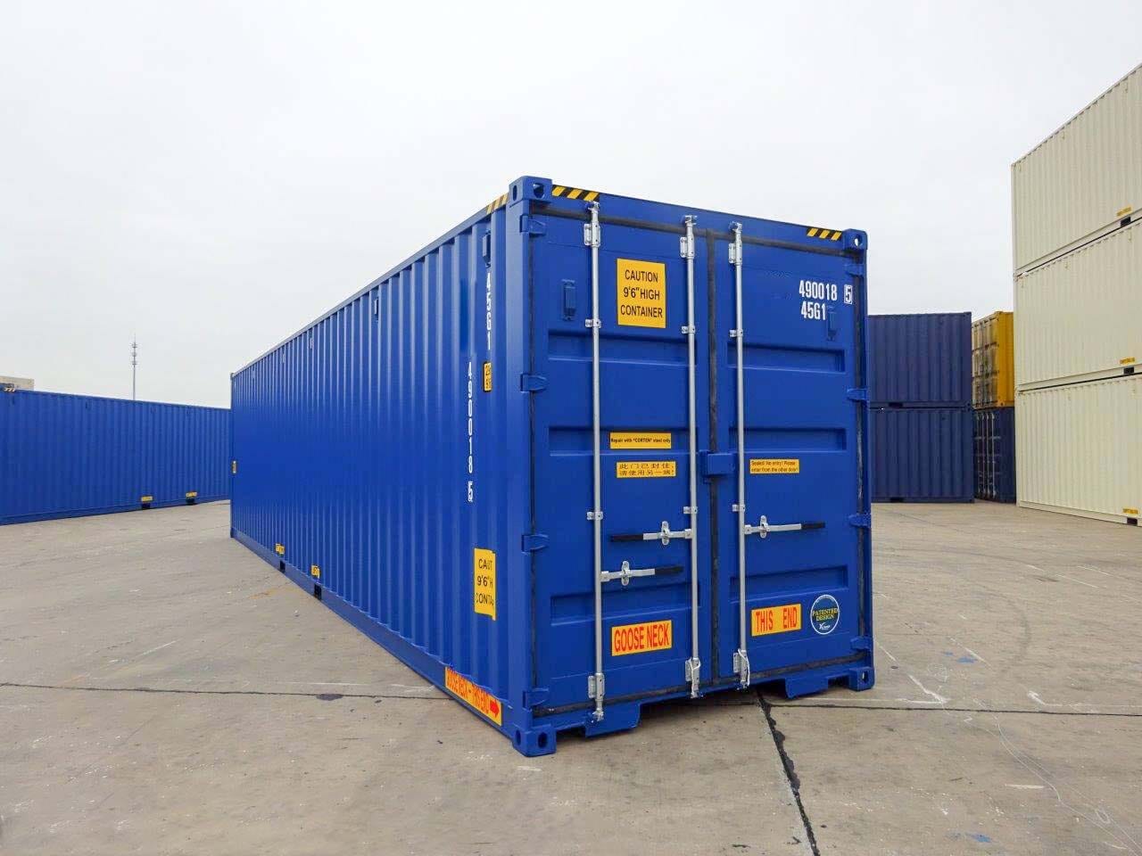 Blauer 40 Fuß High Cube Double Door Container geschlossen